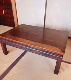 昭和レトロ 無垢材 古い木製文机 2杯抽斗 古家具 ローテーブル - メルカリ