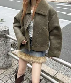 SHEIN シーイン デニム シャギー ジャケット コート アウター y2k 