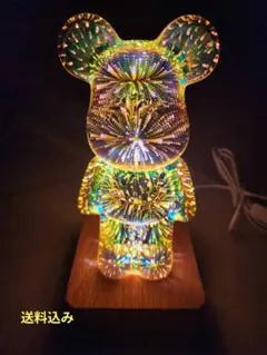 ベアブリック　3DイリュージョンLEDナイトライト 　花火柄