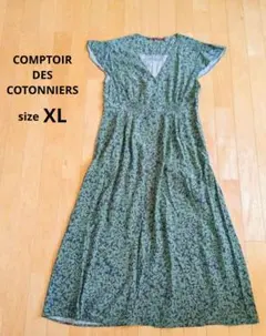 ユニクロ＆コントワーデコトニエ　レーヨンプリントロングワンピース　XL　花柄