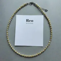 №2166シルバー ゴールドカラービーズネックレス