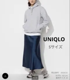 美品★UNIQLO/ユニクロ　サテンスカートフレアスカート 【S】 ネイビー