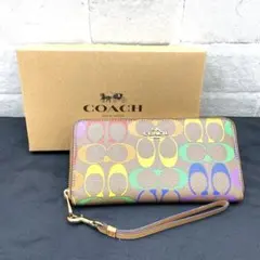 COACH 長財布 レインボー マルチカラー シグネチャー 美品