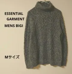 MENS BIGI グレー系 タートルネック ざっくりケーブル編みニットM