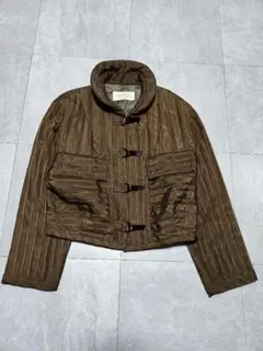 ブラウン ストライプ柄 ジャケット フード付き