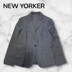【NEWYORKER】 テーラードジャケット ストライプ グレー 背抜き 9