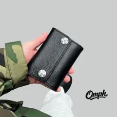 【OMPH】三つ折り財布 レザー シルバーコンチョ OMPH】三つ折り財布 レザー シルバーコンチョ | Mercari
