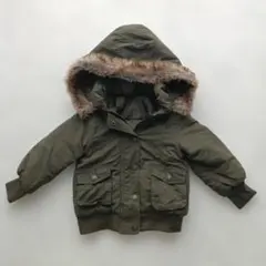 オリーブグリーン 中綿コート ファー付き 110cm