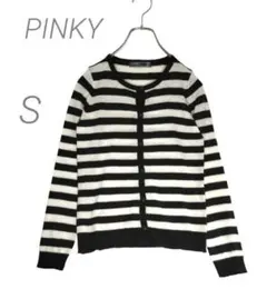 レディース ボーダーカーディガン ウール混 AS KNOW AS PINKY