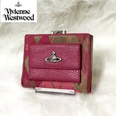 【美品】ヴィヴィアン レザー 二つ折り財布 オーブ ロゴ コンパクト がま口