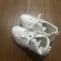 ホワイト 厚底スニーカー 合成皮革