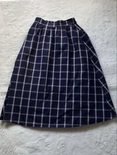 フレアスカート ネイビーホワイトチェック Sサイズ　GU