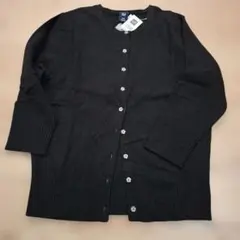 新品未使用GAP黒いニットカーディガン七分袖 花型ボタン付き