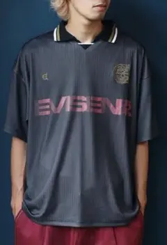 Evisen ストライプ ポロシャツ Lサイズ グレー