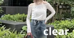 ＊新品未使用＊clear レーストップス　シアーシャツ　オフショル