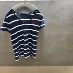 (美品)ラルフローレン　Ｖネック　ボーダーTシャツ