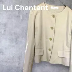 0215 Lui Chantant ノーカラージャケット L 肩パット キュプラ