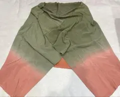 正絹 ちりめん生地 大判ショール 灰緑 桃色ぼかし