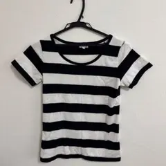 白黒ストライプ 半袖Tシャツのサムネイル