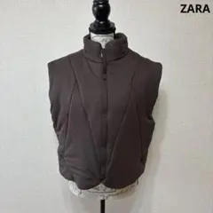 ZARA ザラ 中綿ベスト フルジップ ブラウン