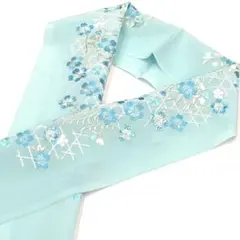 ☆新品未使用☆振袖・成人式・結婚式・卒業袴　青系桜模様刺繍入り半衿　半襟　13