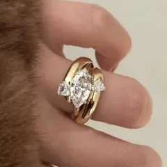 新品 ゴールドリング ダイヤモンドライクリング 2本セット ストーン