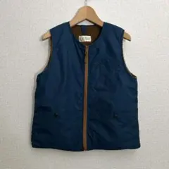 マーモット リバーシブル ボアベスト ナイロン 紺 茶 M