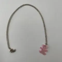 クマ型　ネックレス ペンダント　ピンク色　貝　シルバー　レディース　アクセサリー