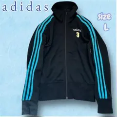 【adidas】アディダス 3 ジャージ ブラック 刺繍ロゴ 後キラキラロゴ L
