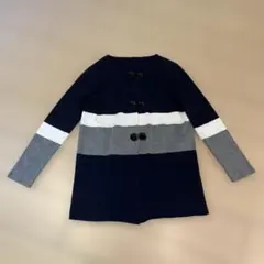 レディースストライプデザイン長袖カーディガン