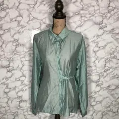 Dazy/LESS／シフォン長袖シャツ　カーキ　【XLサイズ】ヴィンテージ