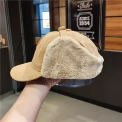 ベージュ 極暖 フライトキャップ 男女兼用 ニット帽 パイロット キャップ