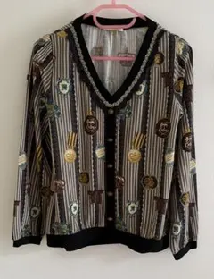 アクシーズファム　ストライプ長袖カーディガン Mサイズ