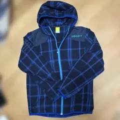 アディダス　adidas M パーカー　青　チェック柄のサムネイル
