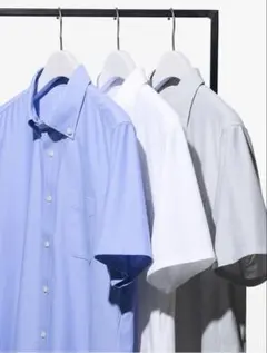 UNIQLO ドライノンアイロンジャージーシャツ/ボタンダウン　メンズ　ブルー