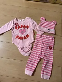 ベベドピノBEBE DE PINOベビー4点セットロンパース・パンツ・帽子スタイ