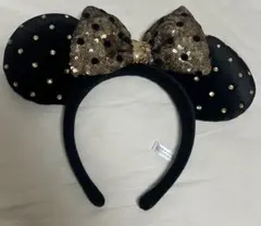 ディズニーカチューシャ　ミニー　スパンコール　ゴールド