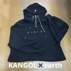 KANGOL ブラック パーカー ジップアップ　ショート　クロップド丈のサムネイル