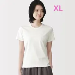 無印　婦人　涼感汗じみしにくいクルーネック半袖Ｔシャツ婦人ＸＬ・白のサムネイル