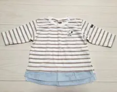 美品／petit main／PEANUTS／ボーダーＴシャツ【七分丈】９０cm