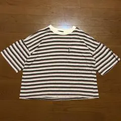 90s USA製 CRU マルチボーダーtシャツ Mサイズ 短丈 ボックスのサムネイル