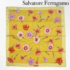 美品 箱付き サルヴァトーレフェラガモ シルク100% 大判スカーフ 花柄