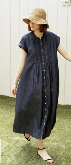 デニムピンタックヨークフレンチワンピース