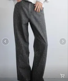 LOWRYS FARM ビジューワイドストレートパンツ ブラック