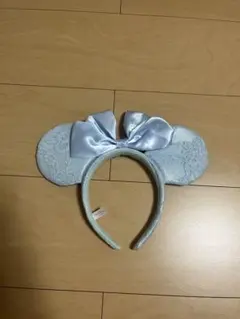 ディズニー ミッキー耳 カチューシャ 水色　レース