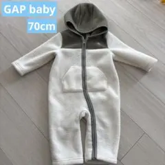 【美品】baby gap フリースロンパース カーキー色70cm
