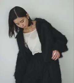 完売　フェザーフリンジショートジャケット&タックパンツ　セットアップ