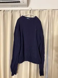 ネイビー クルーネック セーター
