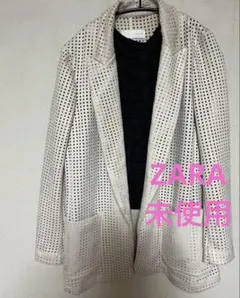 ZARA ザラ パンチングレザー風 カットアウト ジャケット アイボリーのサムネイル