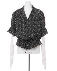 開襟花柄ドロスト／ブラウス　INGNI イング　ブラック　M